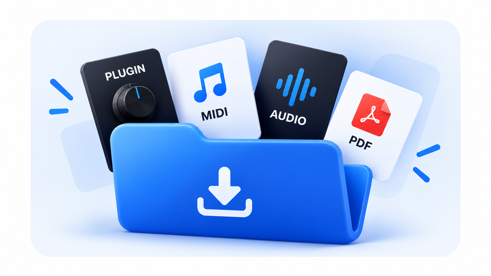 Downloadable plugin, MIDI, audio, and PDF resources